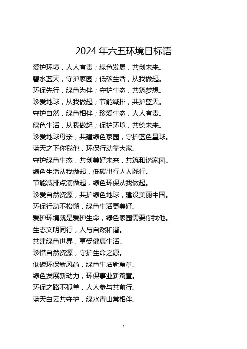 2024年六五环境日标语