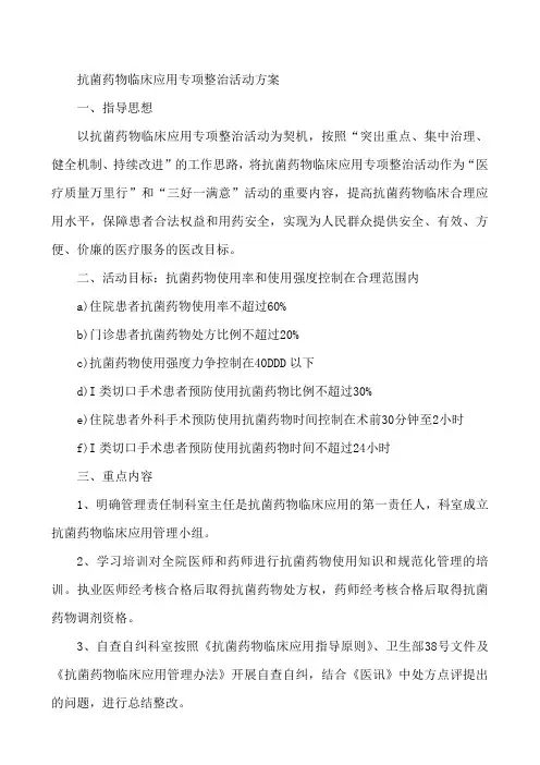 抗菌药物临床应用专项整治活动方案