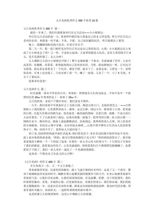 元旦见闻优秀作文500字优秀10篇