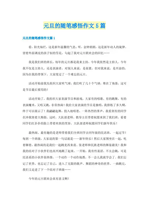 元旦的随笔感悟作文5篇
