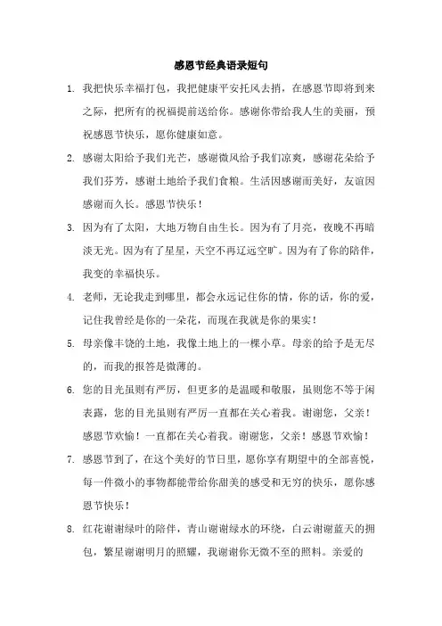 感恩节经典语录短句
