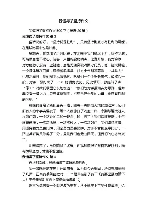我懂得了坚持作文500字（精选20篇）