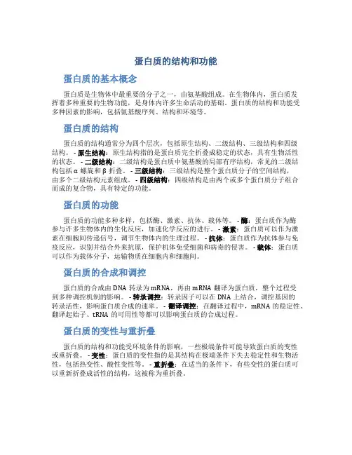 蛋白质的结构和功能