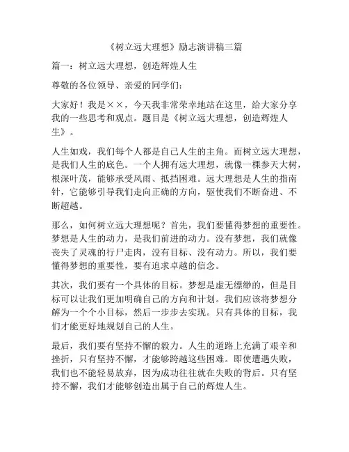 《树立远大理想》励志演讲稿三篇
