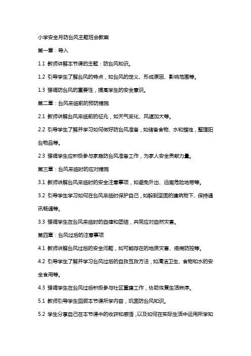 小学安全月防台风主题班会教案