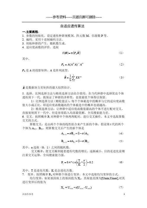 自适应遗传算法(仅供参照)
