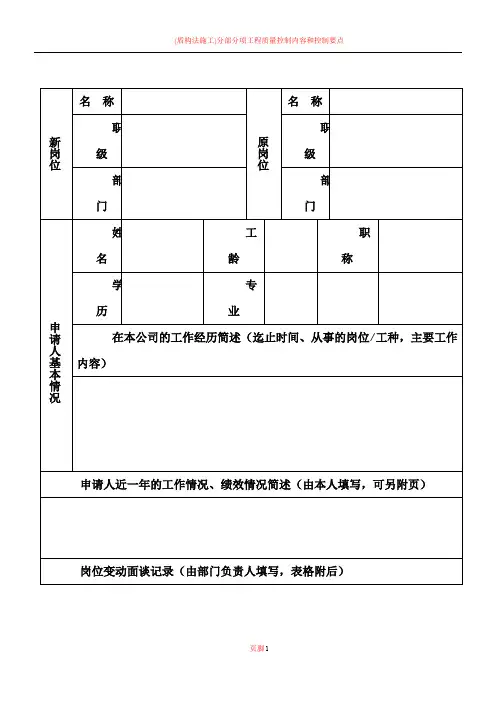 员工岗位变动审批表
