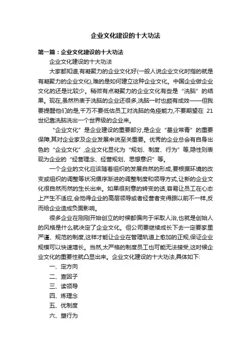 企业文化建设的十大功法