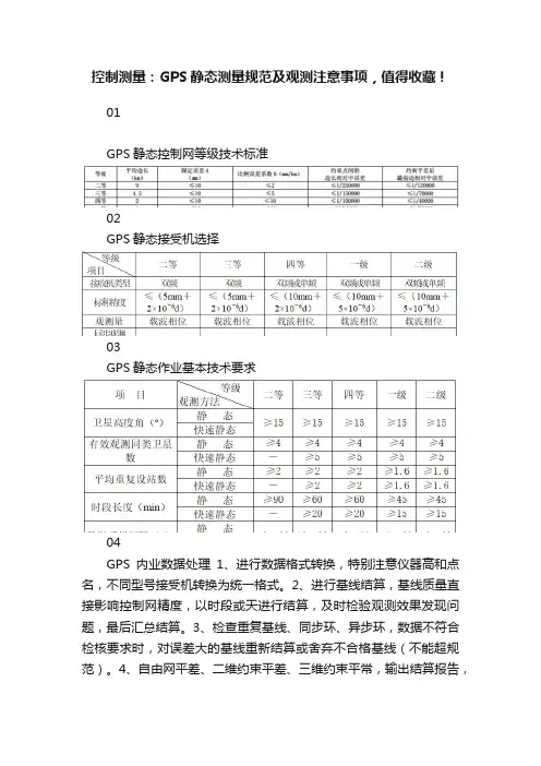 控制测量：GPS静态测量规范及观测注意事项，值得收藏！
