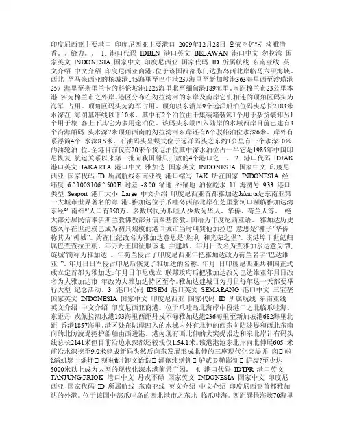 印度尼西亚主要港口