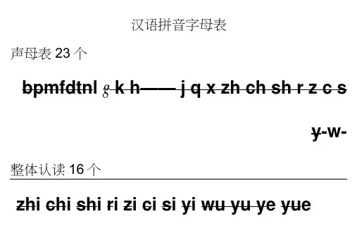 汉语拼音字母表(四线格)声母+单韵母+复韵母+整体认读+绕口令