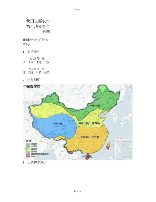 我国主要农作物产地分布图