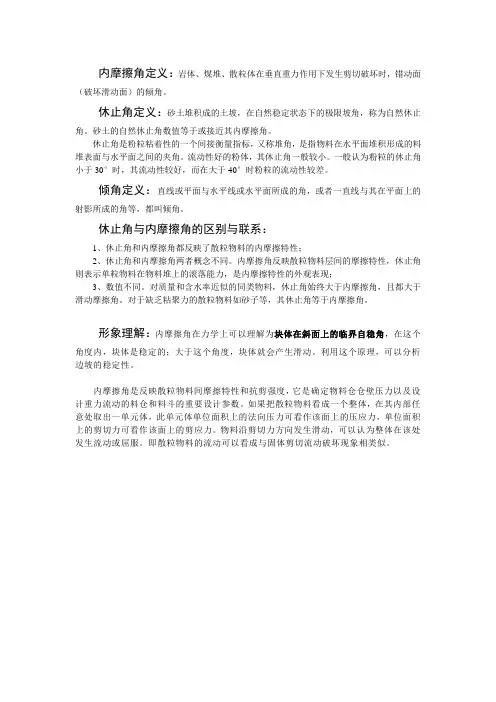 岩土内摩擦角、休止角、倾角概念及区别