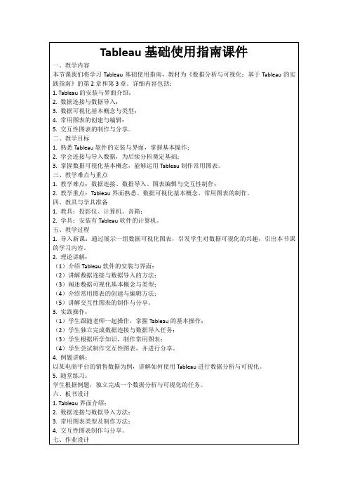 Tableau基础使用指南课件