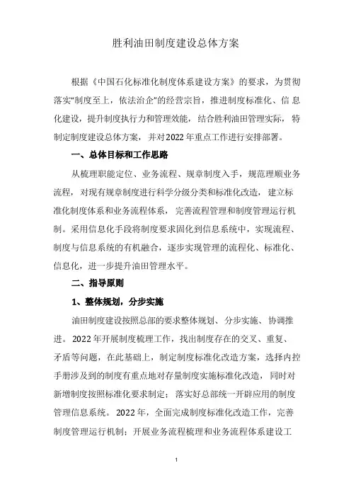 油田制度建设方案