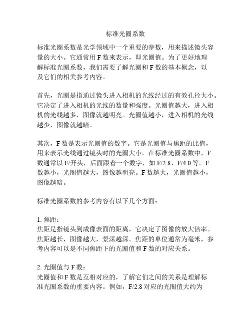 标准光圈系数