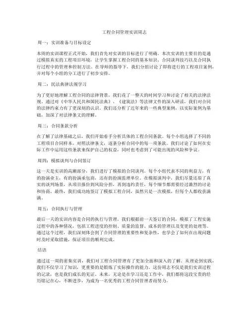 工程合同管理实训周志