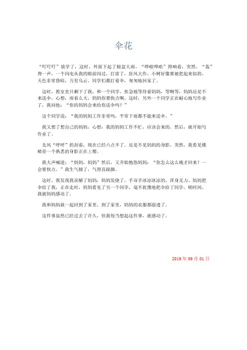 小学记叙文 伞花-精品