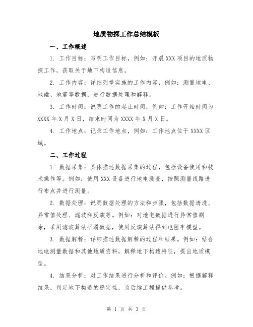 地质物探工作总结模板