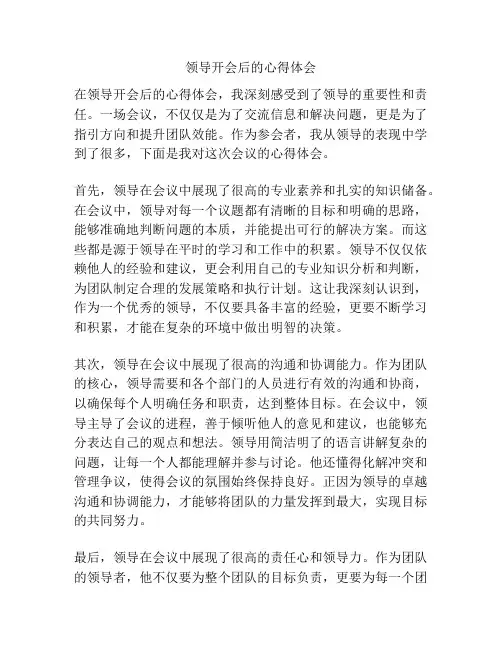 领导开会后的心得体会