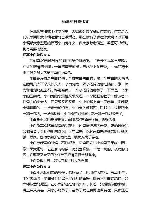 描写小白兔作文（15篇）