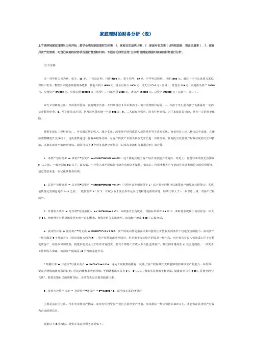 家庭理财的财务分析