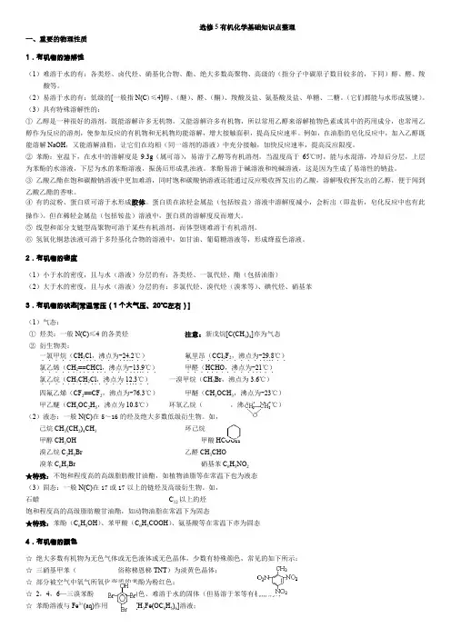 (完整word版)高中化学选修选修五知识点整理(详解)