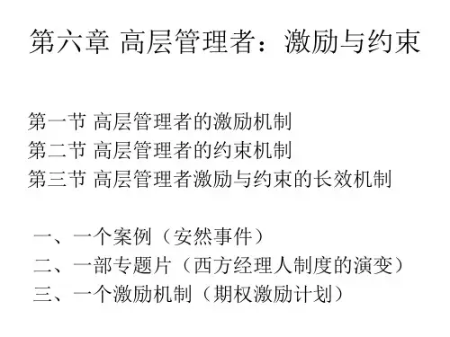 公司治理课件第六章 高层管理者