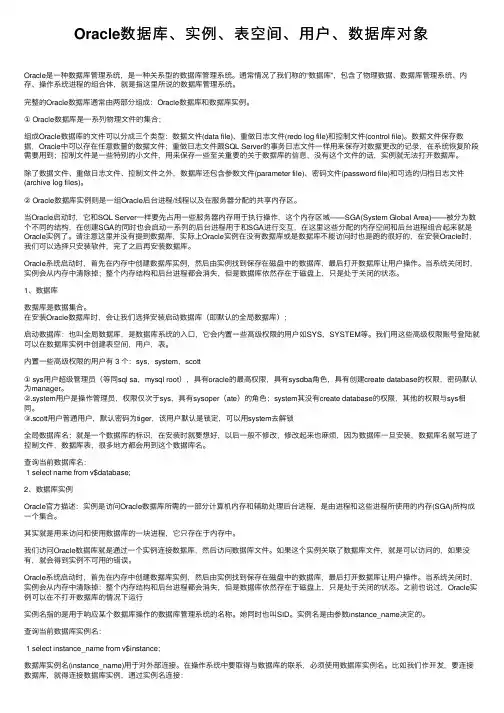 Oracle数据库、实例、表空间、用户、数据库对象