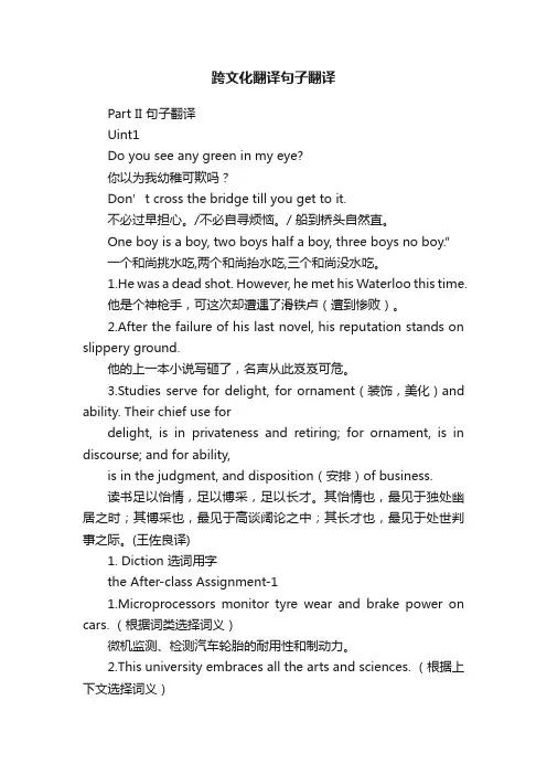 跨文化翻译句子翻译
