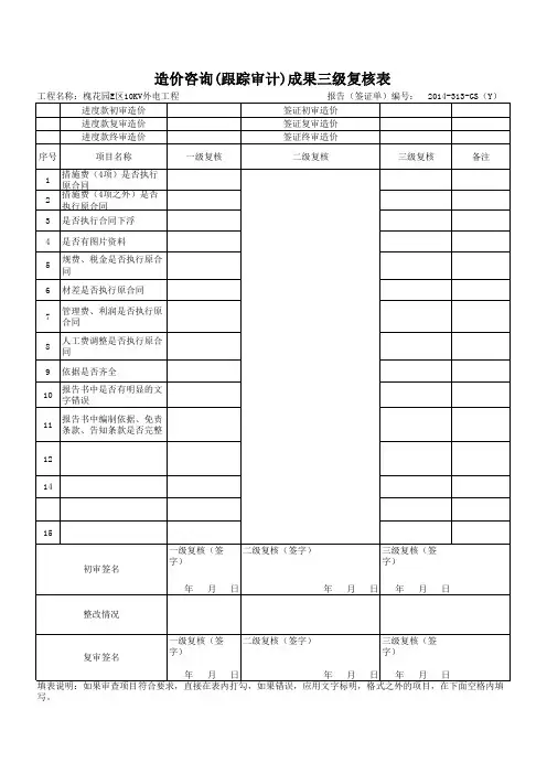 三级复核表 (跟踪审计)