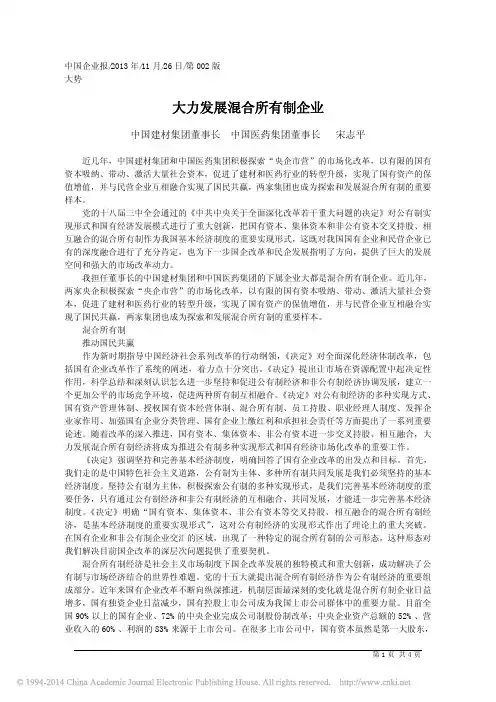 大力发展混合所有制企业_宋志平