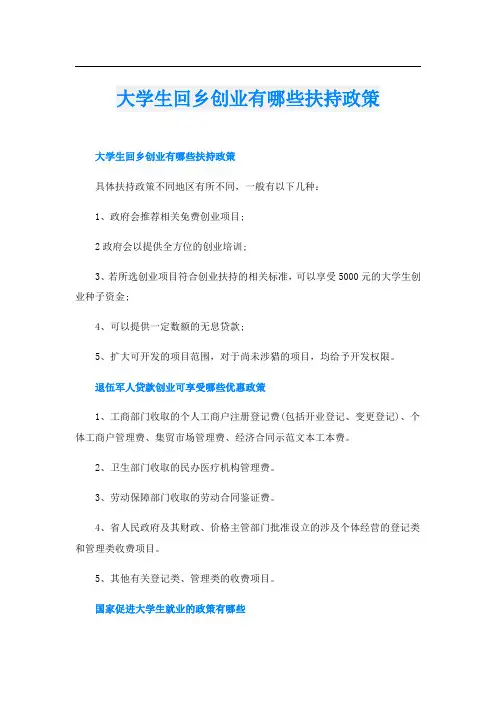 大学生回乡创业有哪些扶持政策