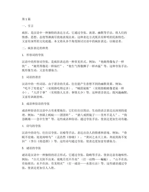 汉语中的疯狂表达(3篇)