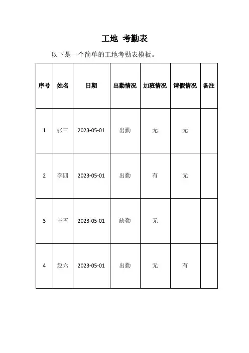 工地 考勤表