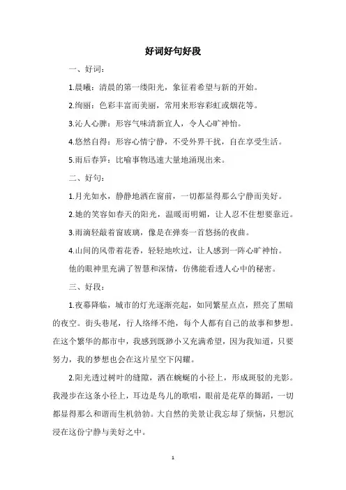 好词好句好段