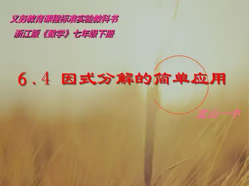 初一数学最新课件-64因式分解的简单应用浙教版002 精品