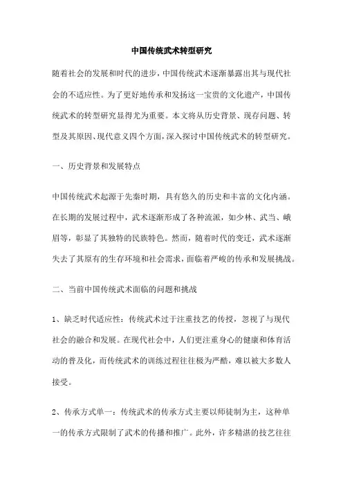 中国传统武术转型研究