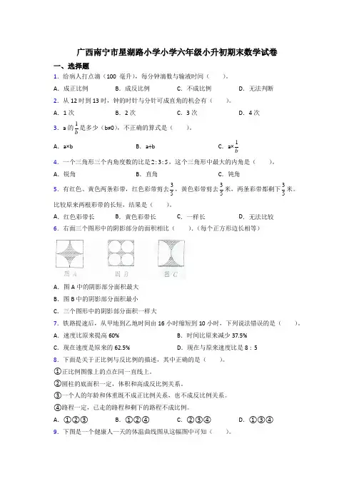 广西南宁市星湖路小学小学六年级小升初期末数学试卷