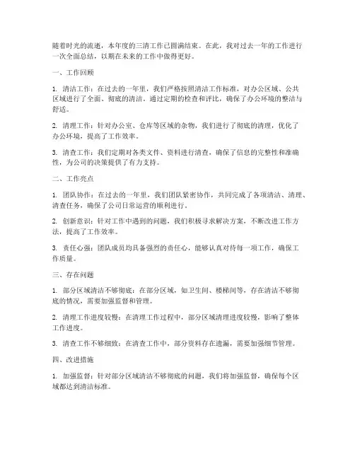 三清工作总结范文