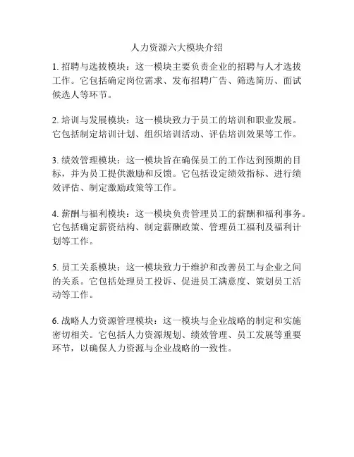 人力资源六大模块介绍