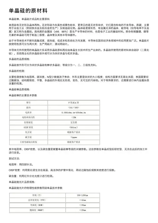 单晶硅的原材料