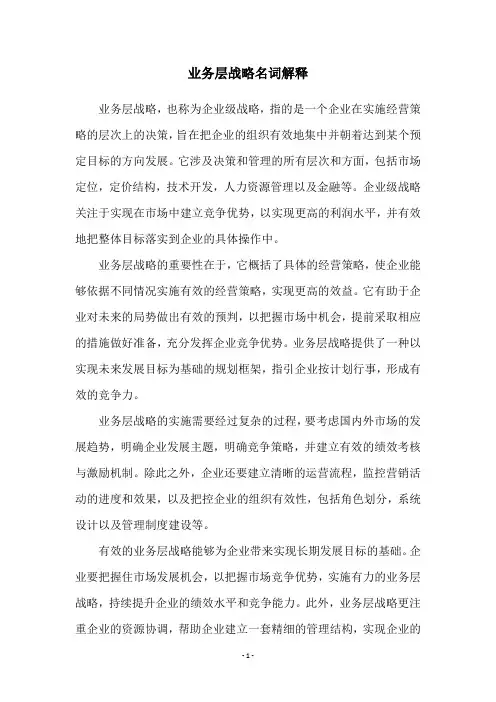 业务层战略名词解释