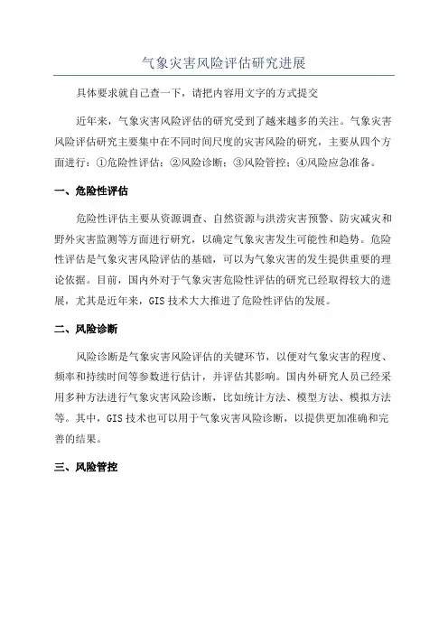 气象灾害风险评估研究进展