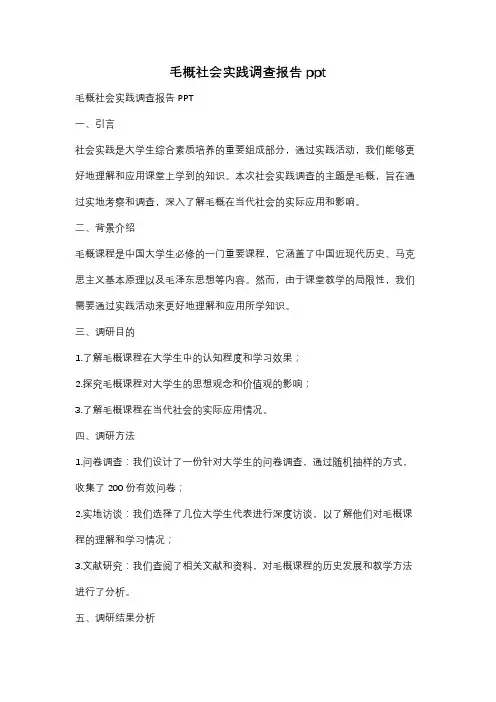 毛概社会实践调查报告ppt