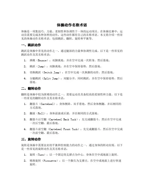 体操动作名称术语