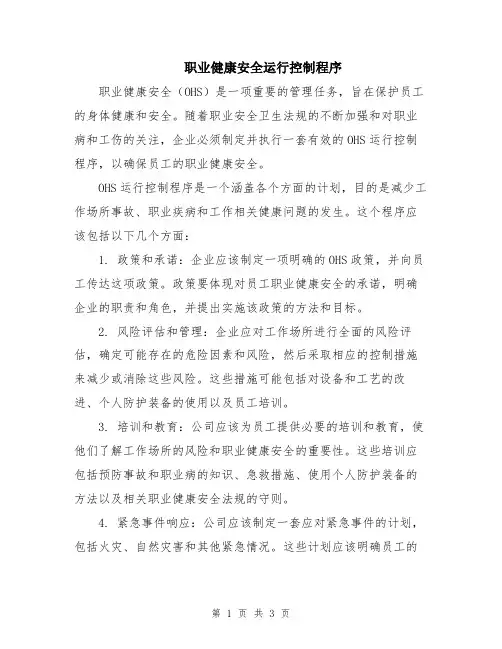 职业健康安全运行控制程序