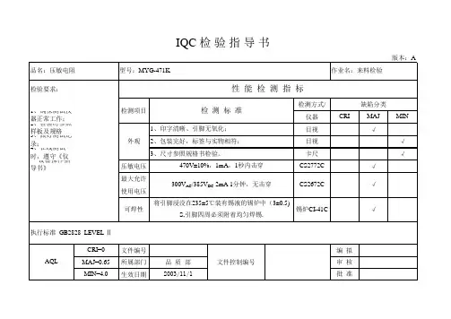 IQC检验指导书(压敏电阻)