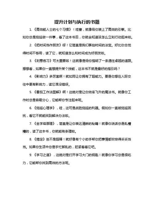 提升计划与执行的书籍