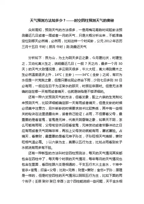 天气预测方法知多少？——时空四柱预测天气的奥秘